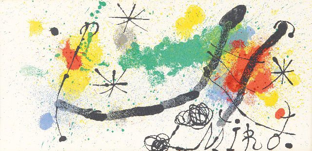Miró (Joan Miró i Ferrà) J.  | Composition, lithograph on paper 24.4 x 65.3 cm, signed l.r. (in the stone)