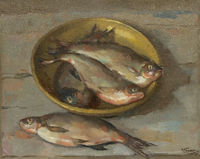 Fresco A.  | Herring in a bowl, oil on canvas 33.2 x 40.6 cm, signed l.r.