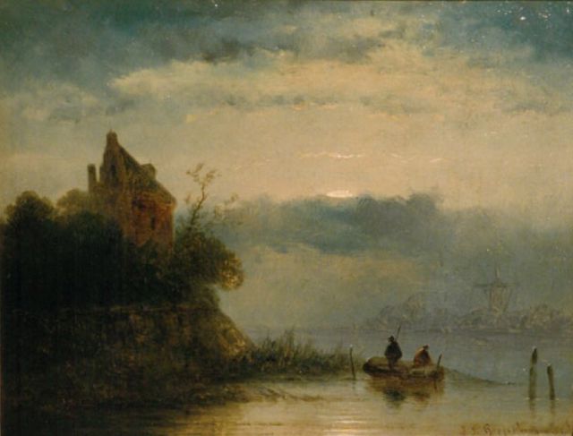 John Franciscus Hoppenbrouwers | Avondstemming op het ijs, oil on panel, 15.5 x 21.6 cm, gesigneerd r.o.