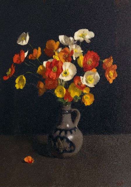 Willem Witsen | Poppies in a stone pitcher, oil on canvas, 62.4 x 45.8 cm, signed l.r.