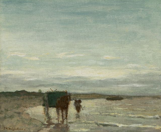 Weissenbruch H.J.  | Shell fisherman in the surf, oil on canvas 37.7 x 46.0 cm, signed l.l.