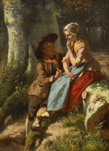 David Bles | The suitor, oil on panel, 25.1 x 18.5 cm, signed l.r.