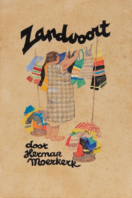 Herman Moerkerk | Vacation in Zandvoort: drying towels and bathing suits 135 aquarellen, watercolour on paper, 17.0 x 25.5 cm, signed l.l.
