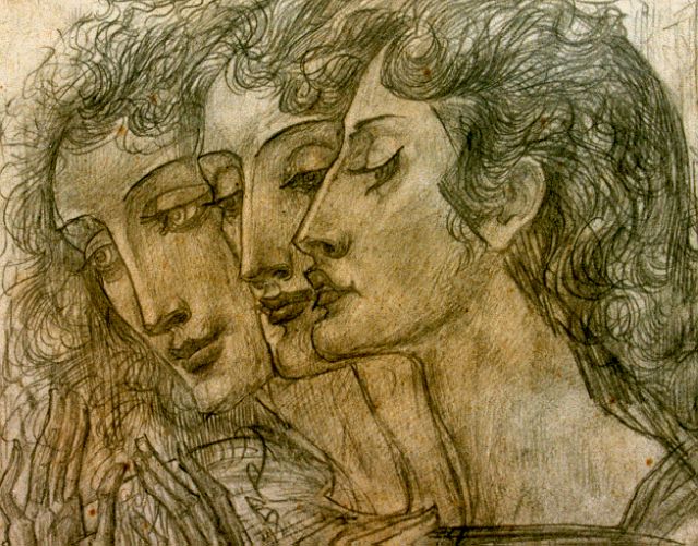 Willem Adriaan van Konijnenburg | Three women, pencil on paper, 8.7 x 11.0 cm, signed l.l. and dated 1910