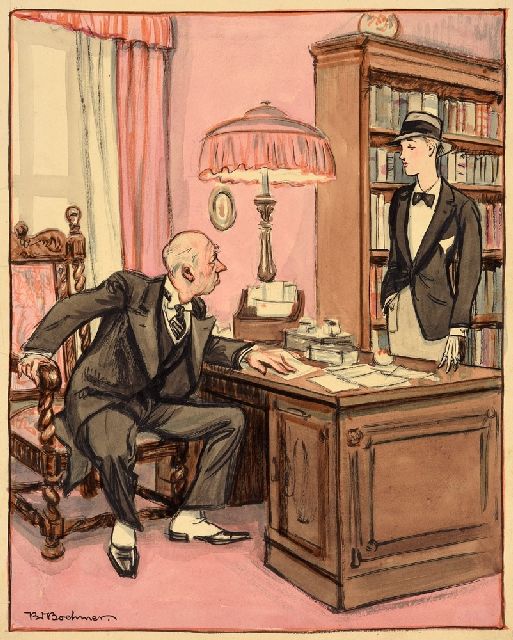 Boehmer K.W.  | The negotiation, watercolour on paper 27.4 x 21.6 cm, signed l.l. and without frame