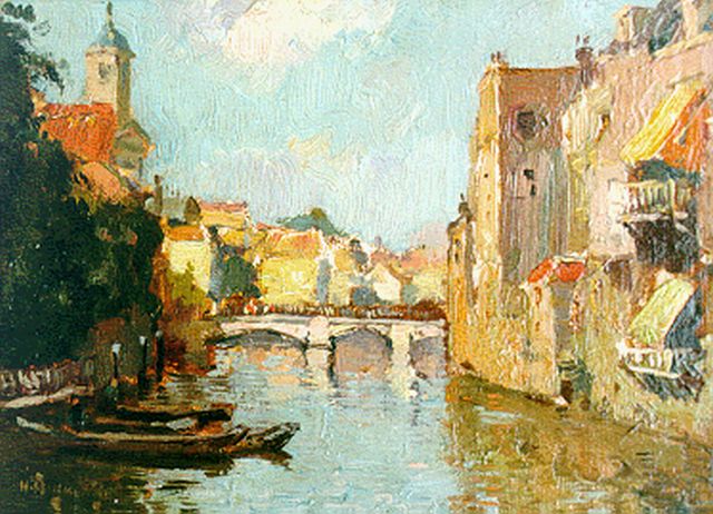 Herman Bogman jr. | A view of a canal, Dordrecht, 15.7 x 21.4 cm, signed l.l.