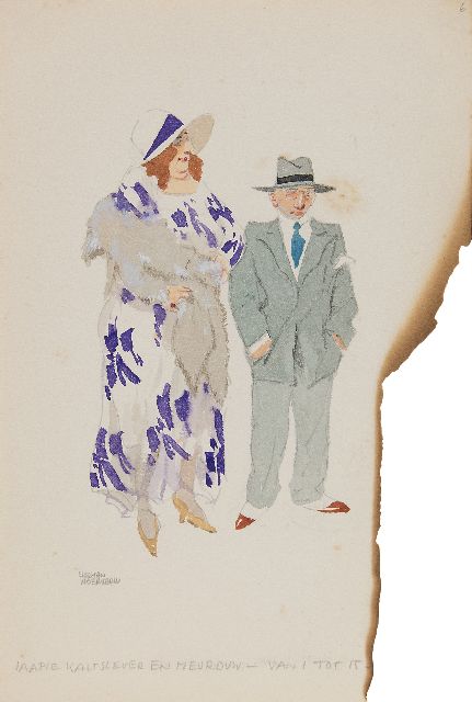 Moerkerk H.A.J.M.  | Jaapie Kalfslever and Miss - from 1 to 15, pencil and watercolour on paper 25.5 x 17.1 cm, signed l.l.