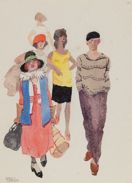 Herman Moerkerk | Die neue deutsche Miss, pencil and watercolour on paper, 21.3 x 15.5 cm, signed l.l.
