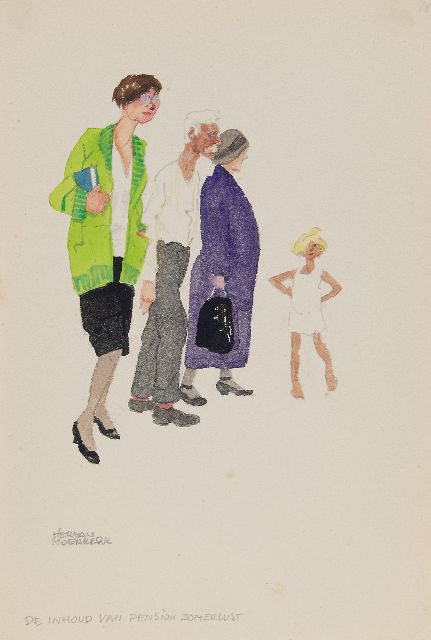 Herman Moerkerk | The content of pension Zomerlust, pencil and watercolour on paper, 25.5 x 17.1 cm, signed l.l.