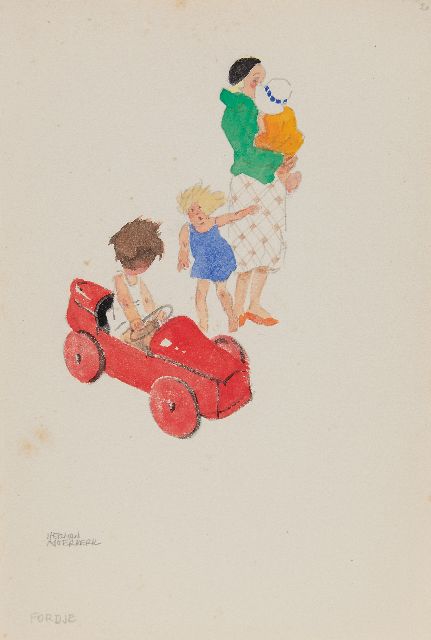 Herman Moerkerk | Fordje, pencil and watercolour on paper, 25.5 x 17.1 cm, signed l.l.