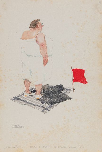 Moerkerk H.A.J.M.  | 'Unsafe'... Lives with her son-in-law 'in', pencil and watercolour on paper 25.5 x 17.1 cm, signed l.l.