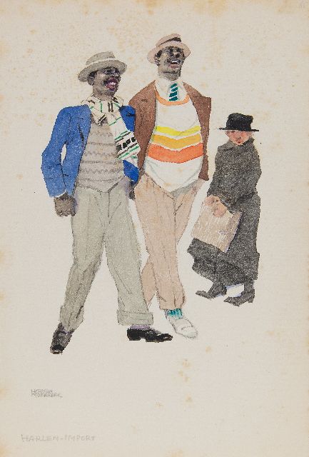 Herman Moerkerk | Harlem Import, pencil and watercolour on paper, 25.5 x 17.1 cm, signed l.l. and VERKOCHT