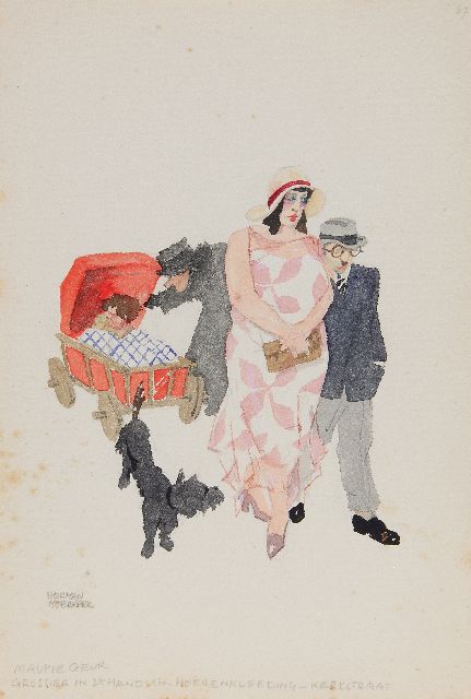 Herman Moerkerk | Maupie Geur, wholesaler in 2nd hand gentlemen's clothing - Kerkstraat, pencil and watercolour on paper, 25.5 x 17.1 cm, signed l.l.