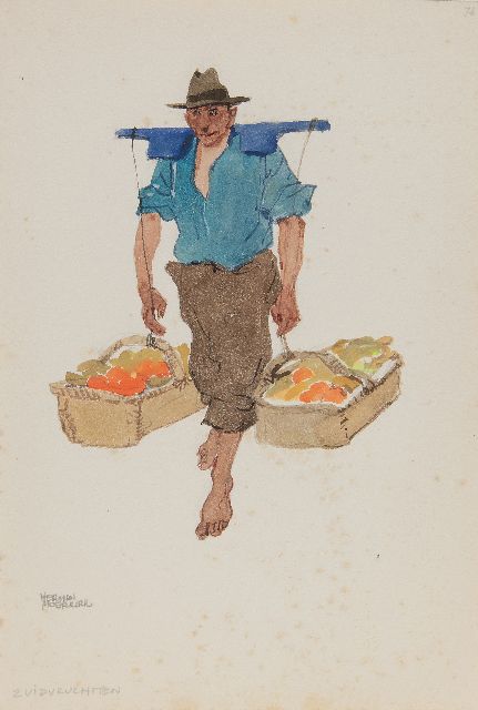 Herman Moerkerk | Tropische Früchte, pencil and watercolour on paper, 25.5 x 17.1 cm, signed l.l.