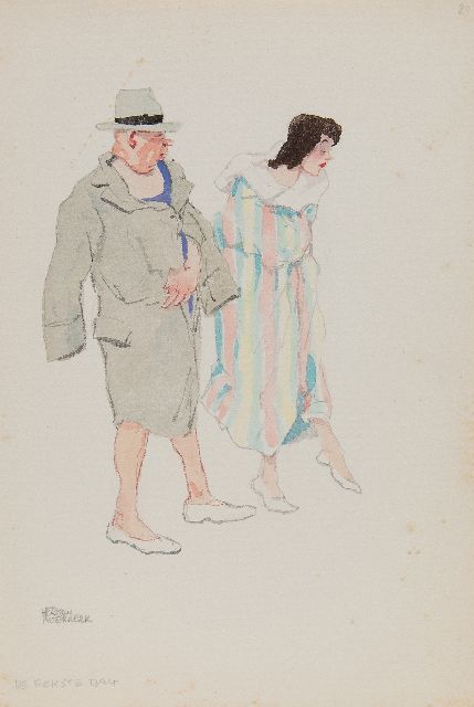 Herman Moerkerk | The first day, pencil and watercolour on paper, 25.6 x 17.2 cm, signed l.l.