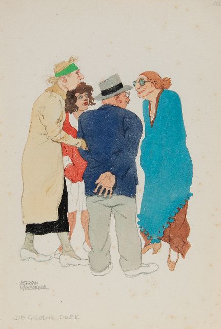 Herman Moerkerk | Rendez-vous on the beach, pencil and watercolour on paper, 25.5 x 17.2 cm, signed l.l.
