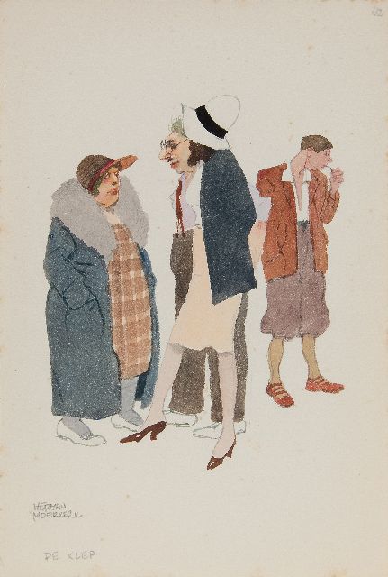 Herman Moerkerk | The chatterbox, pencil and watercolour on paper, 25.6 x 17.1 cm, signed l.l.