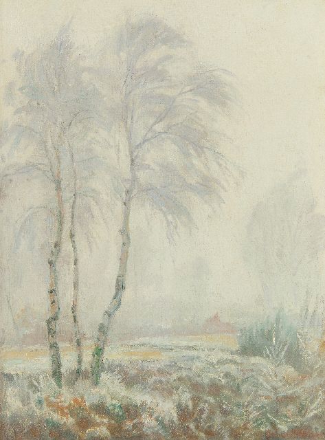 Johan Meijer | Frost and fog, oil on canvas, 38.5 x 28.8 cm, signed l.r.