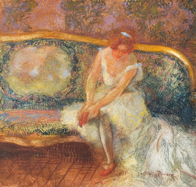 La Touche G.  | Seated ballerina, crayon and gouache on board 23.1 x 24.3 cm, signed l.r.