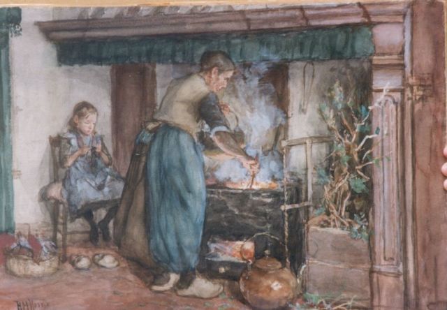 Hendrikus Matheus Horrix | Preparing diner, watercolour on paper, 38.5 x 56.0 cm, signed l.l.