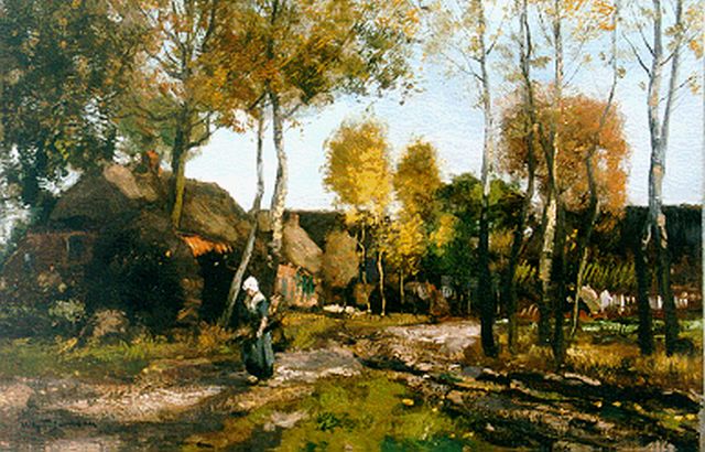 Willem George Frederik Jansen | Farmyard, oil on canvas, 30.2 x 45.7 cm, signed l.l.