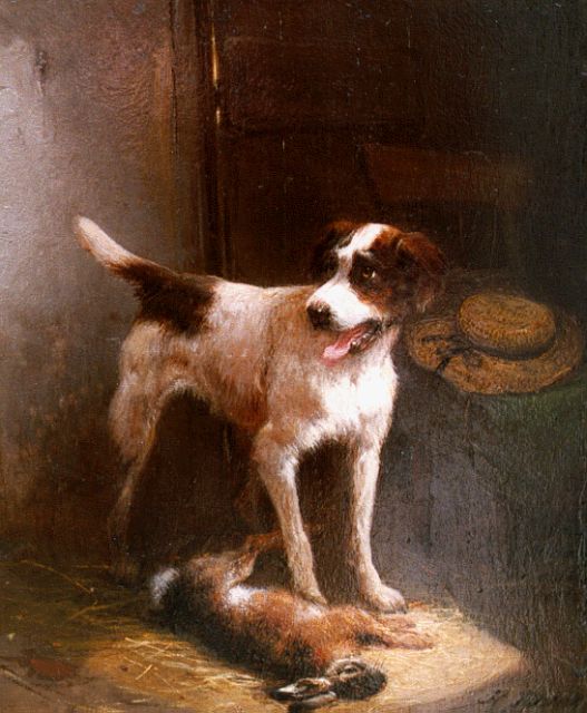 Henriette Ronner | The catch, oil on panel, 18.7 x 15.4 cm, signed l.r.