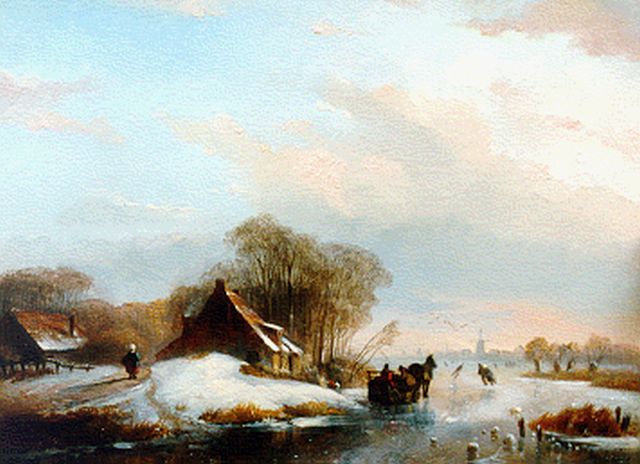 Willem Vester | Winterfun, oil on panel, 22.3 x 30.5 cm, signed l.l.