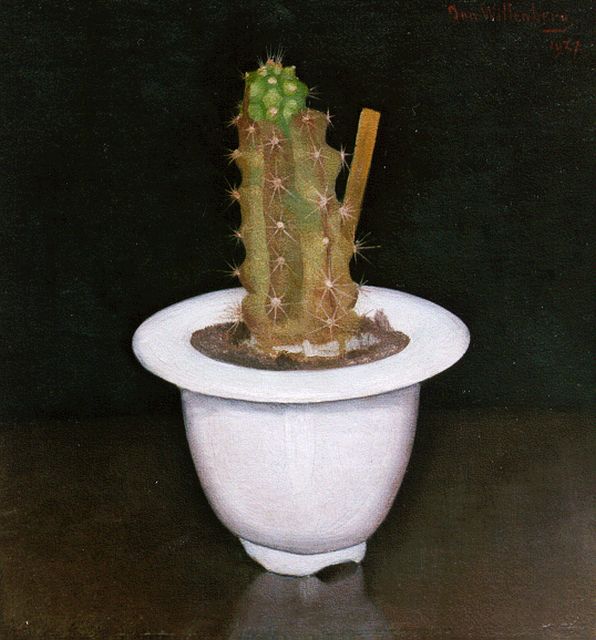 Jan Wittenberg | Cactus in a white pot, oil on canvas laid down on panel, 17.0 x 15.7 cm, signed u.r. and dated 1927