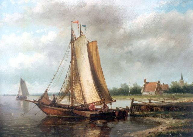 Hendrik Hulk | Moored fishing boats, oil on panel, 23.5 x 31.2 cm, signed l.l.