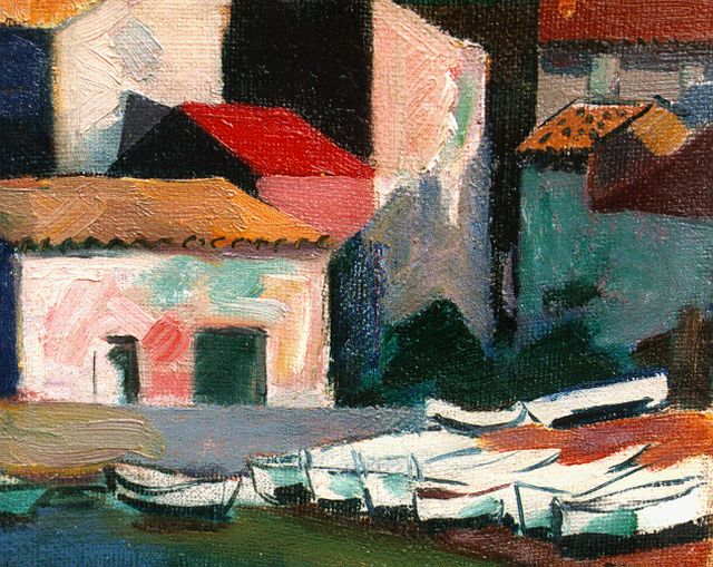 Wim Oepts | Vieux port de St. Tropez, oil on canvas laid down on painter's board, 12.4 x 14.3 cm, signed l.r. and painted ca. 1947