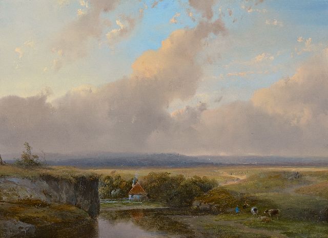 Andreas Schelfhout | A river valley, oil on panel, 23.3 x 31.5 cm, signed l.l.