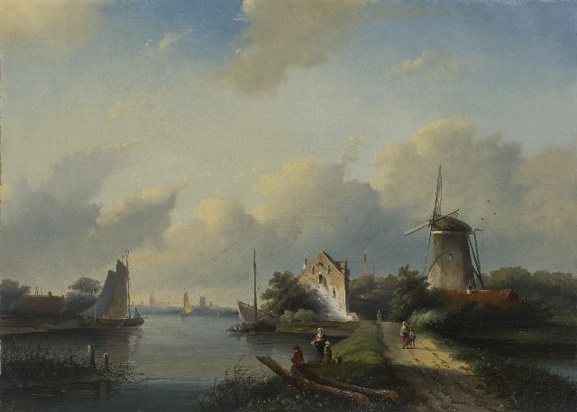 Jan Jacob Spohler | A summer landscape with figures near a river, oil on canvas, 56.6 x 78.4 cm, signed l.l.