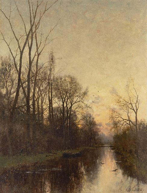 Fredericus Jacobus van Rossum du Chattel | Gardeners boat on a canal, oil on canvas, 66.6 x 51.5 cm, signed l.r.