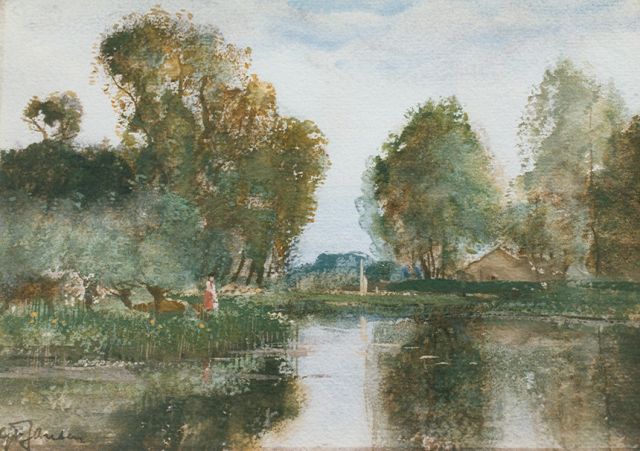 Willem George Frederik Jansen | A polder canal, watercolour on paper, 17.5 x 25.0 cm, signed l.l.