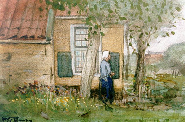 Willem George Frederik Jansen | A farmyard, watercolour on paper, 15.0 x 22.0 cm, signed l.l.