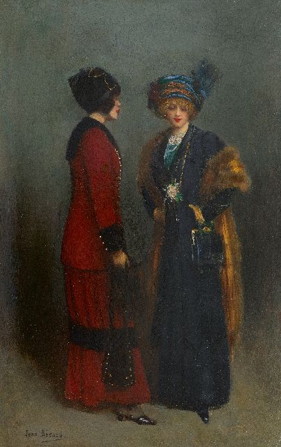 Jean Béraud | Les Midinettes, oil on painter's board, 54.9 x 36.7 cm, signed l.l.