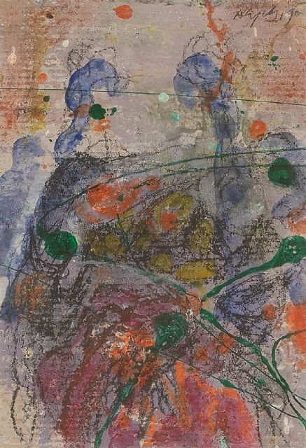 Snijders A.C.  | Untitled, mixed media on paper 10.4 x 14.8 cm, signed u.r. and dated '90