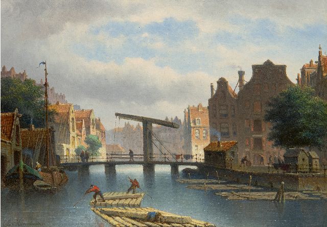 Eduard Alexander Hilverdink | A view in Amsterdam (sold with pendant), oil on panel, 22.9 x 32.0 cm, signed l.l. and dated '69