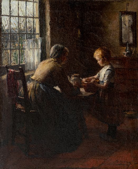 Baruch Lopes de Leao Laguna | Helping mom, oil on canvas, 56.5 x 46.9 cm, signed l.r.