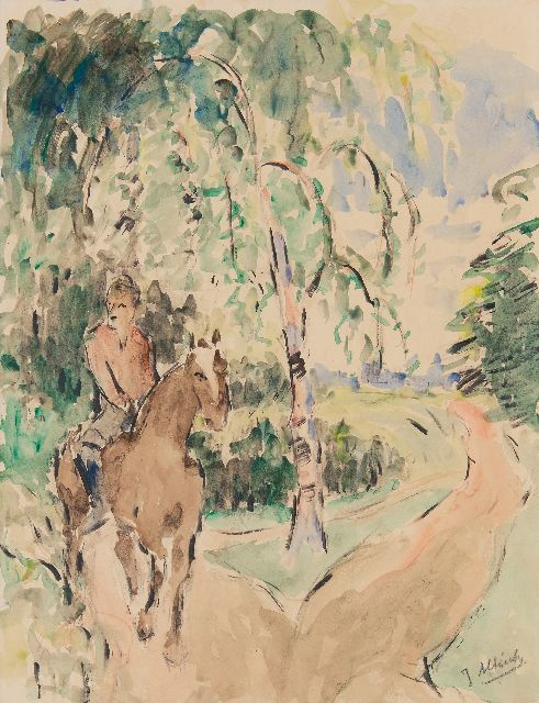 Jan Altink | Horseman in Essen, watercolour on paper, 59.5 x 45.7 cm, signed l.r.