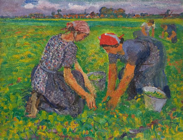 Johan Dijkstra | Bean pickers; on the reverse: Portrait of the actress Charlotte Köhler, oil on canvas, 65.3 x 85.2 cm, signed on the reverse