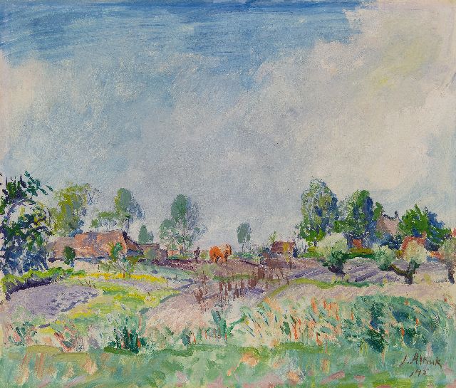 Altink J.  | A view of the village Essen, Groningen, oil on canvas 51.9 x 60.8 cm, signed l.r. and dated '45