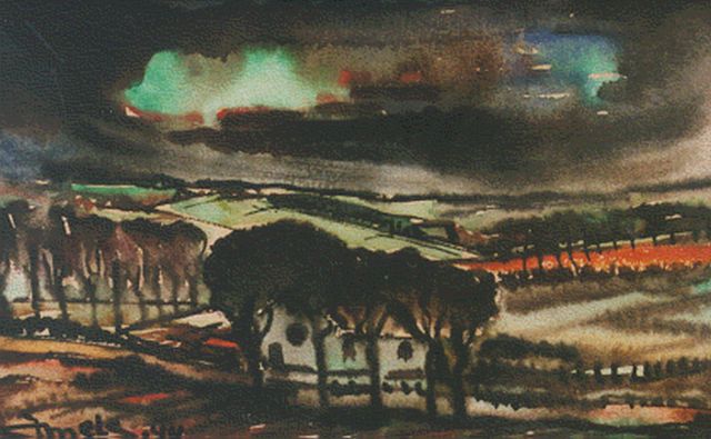 Mels J.W.A.A.M.  | Landscape, watercolour on paper 13.0 x 21.5 cm, signed l.l. and dated '44