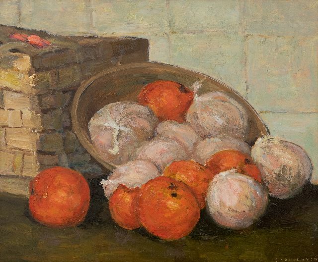 Manus van der Ven | Still life with mandarins, oil on board, 30.4 x 37.2 cm, signed l.r.