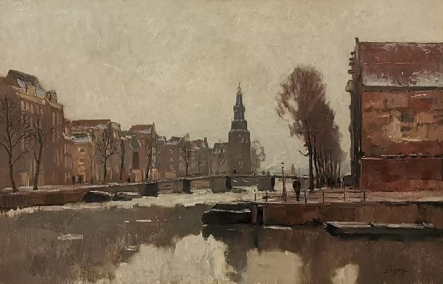 Evert Jan Ligtelijn | The Oude Schans in Amsterdam, in the winter, oil on canvas, 71.5 x 108.4 cm, signed l.r.