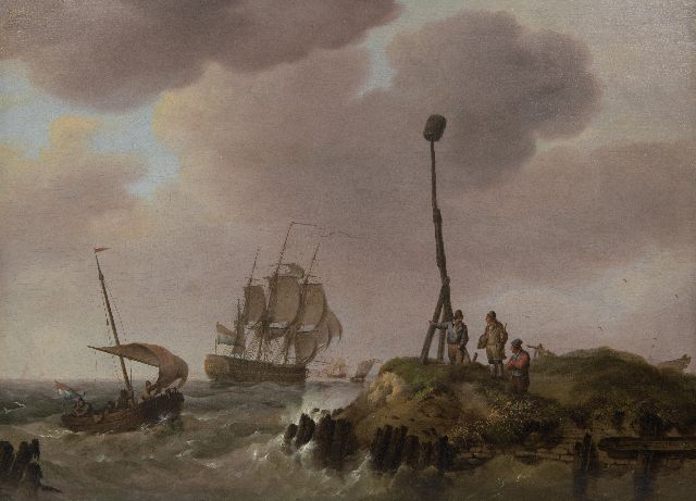 Johannes Hermanus Koekkoek | Sailing ships off the coast of Zeeland, oil on panel, 35.6 x 48.8 cm, signed l.r.