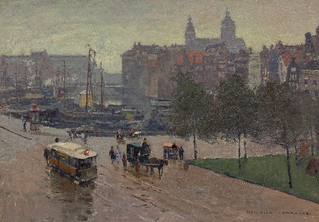 Hermanns H.  | The Damrak, Amsterdam, oil on canvas 44.6 x 63.6 cm, signed l.r.