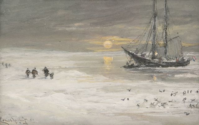 Louis Apol | Hunting on Novaya Zemlya, watercolour on paper, 15.7 x 24.6 cm, signed l.l. and dated '82