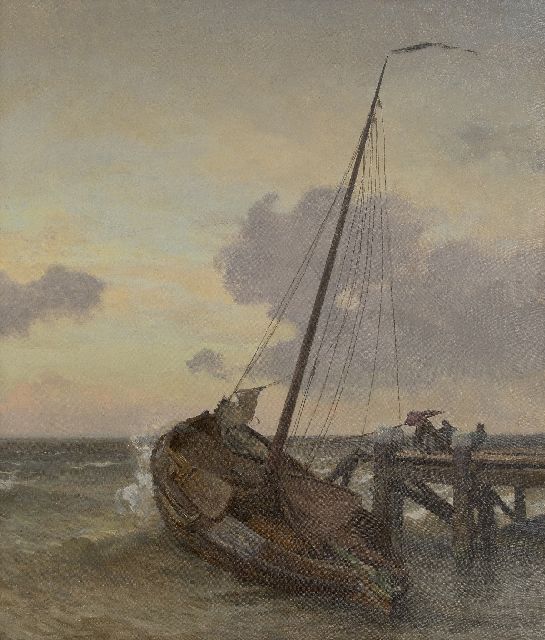 Tholen W.B.  | Choppy Zuiderzee, oil on canvas 71.1 x 60.5 cm, signed l.r. on the jetty