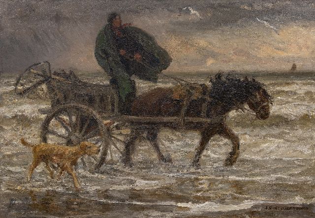 Jan Zoetelief Tromp | Shell fisherman riding his cart, oil on canvas, 66.2 x 96.8 cm, signed l.r.